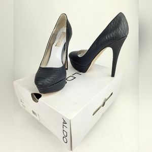 ALDO Bone Claxon 5" High Heels Black New in Box Size 8.5